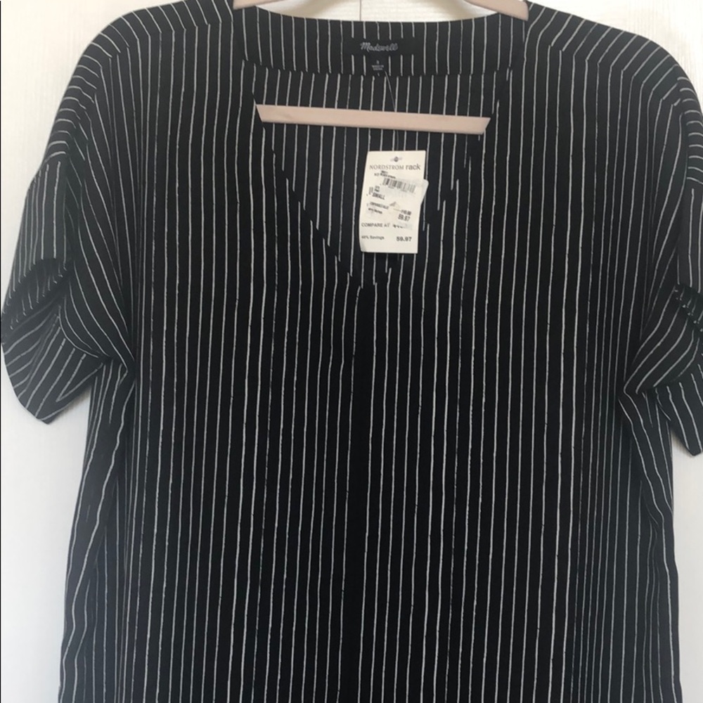 B2G1 Madewell V neck black/white stripe dress